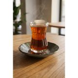 LAVİNİA Bonna Porselen Mezopotamya Mozaik Antrasit Acem Çay Tabağı 11 cm y: 7 cm-6'lı Set