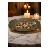 LAVİNİA Bonna Porselen Mezopotamya Mozaik Antrasit Gourmet Oval Kayık Tabak 15*8.5 cm-4 'lü Set-Reçellik-Kahvaltılık