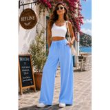 LAVİNİM Kadın Sky Blue Yüksek Bel Bol Paça Tensel Kumaş Pantolon