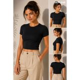LAVİNİM Kadın Soft Touch Likralı Slim Fit Basic Tişört