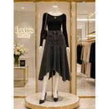 Lavin’s Luxury Asimetrik Kesim Antrasit Denim Etek - 000-Siyah - 36