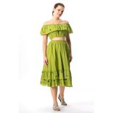 Lavinya Vual Lastik Detaylı Nakışlı Yazlık Crop Bluz Fıstık Yeşili Fysl L/Xl Fıstık Yeşili