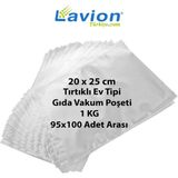 Lavion 20X25 cm Ev Tipi Tırtıklı Gıda Vakum Poşeti -1kg