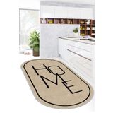 Lavita Home Dijital Baskı Yıkanabili Kaymaz Bej Oval Salon Halısı Mutfak Halısı Yolluk Ve Paspas