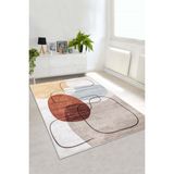 Lavita Home Dijital Baskı Yıkanabilir Kaymaz Bej Salon Halısı Mutfak Halısı Yolluk ve Paspas - 60 x 100 cm