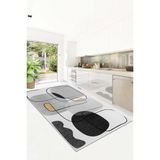Lavita Home Dijital Baskı Yıkanabilir Kaymaz Gri Salon Halısı Mutfak Halısı Yolluk ve Paspas - 100 x 350 cm