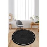 Lavita Home Dijital Baskı Yıkanabilir Kaymaz Siyah Yuvarlak Salon Halısı Mutfak Halısı Yolluk Ve Paspas