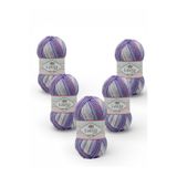 LaVita Yarn Baby Batik Çok Renkli El Örgü İpi %100 Akrilik 500gr 5 ADET(BY14 MOR LİLA)