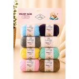 LaVita Yarn LaVita Velvet Slim Mini Kadife El Örgü İpi %100 Polyester 8 ADET 200 GR PAKETLİ (2. PAKET)