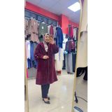 Laviva Fashion Kaşe Angora Düğmeli Kaban - 44 - Bordo