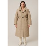 Laviva Fashion Yakası Kendi Renginde Kürklü Kışlık Mont/trençkot - Krem - 50