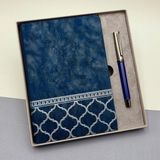 Lavly Kutulu Desenli Deri Defter Metal Roller Kalem Seti Hediye Ofis Kırtasiye