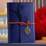 Lavly Lacivert Deri Yaprak Desenli Defter - El Yapımı Organizer Ajanda