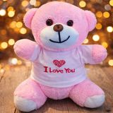 Lavly Pembe I Love You Tasarımlı Tişörtlü Ayıcık Sevgililer Günü Hediyesi
