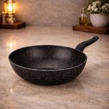 Lavonni Chefmaster 28 Cm Granit Wok Tava Siyah Yapışmaz Derin Tava Sote Kavurma Tavası