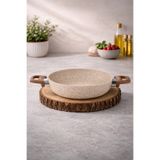 LAVONNI Eco Diez 24 cm Granit Ezme Sahan Cappuccino | Yapışmaz Yanmaz Çizilmeye Dayanıklı | Omlet Menemen Kavurma Sote Tavası | Tekli Granit Sahan