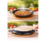 LAVONNI StoneFire 34 Cm Granit Sac Tava | Çift Kulplu Bazlama, Gözleme ve Kavurma Tavası