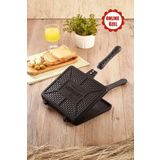 LAVONNI Tostmatik Döküm Granit Ocak Üstü El Tost Makinesi 26x20 cm | Yapışmaz Izgara & Tost Tavası | Maxi Boy Kahvaltılık & Izgara Tava