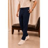 LAVOS Erkek Lacivert Pike Kumaş Jogger Pantolon Beli Lastikli Bağcıklı Likralı Düz Paça Regular Fit
