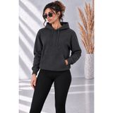 LAVOS Kadın Füme 3 İplik Kapüşonlu Kanguru Cepli Sweatshirt Yumuşak Dokulu Şardonlu