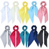 Lawie 10'lu Paket Renkli Düz Saten Uzun Kurdele Düğümlü Saç Fiyonkları Scrunchies Saç Bağları At Kuyruğu Saç Bantları Elastik Kauçuk Saç Bantları Kabarcıklar Yüzük Tutucu Kadınlar için Aksesuarlar