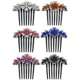 Lawie 6 paket lüks ışıltılı Glitter çiçek yaprak yapay elmas siyah plastik yan fransız büküm saç tarakları uzun diş slayt tokalar tokalarım topuz Chignon klipler uzun kalın saç tutucu aksesuarları kadınlar için kız