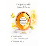 LAWİN Kolajen Özlü Doğal Süngerli Sabun – Banyo Süngeri Lif, Peeling Etkili, Zengin Köpük
