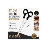 lawrenceshop 17 Cm Çelik Çok Amaçlı Makas Saç Kağıt El İşi Kesim Makası Ergonomik Saplı