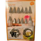 lawrenceshop 18 Parça Set Servis Krema Sıkma Torbası Ucu Sıkma Aparatı + Şekilli Hamur Kalıbı Çelik Malzemesi