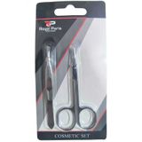 lawrenceshop 2 li Set 1 Adet Ucu Kıvrık Makas (Kaş Nakış Burun Kıl Tüy) Makası + 1 Adet Cımbız Kaş Tüy Cımbızı