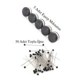 lawrenceshop 2 li Set 5 Çift (10 Adet) Eşarp Şal Türban Baş Örtüsü Mıknatısı + 50 Adet Toplu İğne