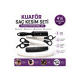 lawrenceshop 4 Parça Profesyonel Berber Seti Kuaför Saç Kesim Seti 15 cm Saç Kesim Makası 16 cm Ara Makası 17 cm Taraklı Ustura 13 cm Tarak Ergonomik Saplı Saç Kesme Seti