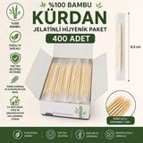 lawrenceshop 400 Adet %100 Bambu Jelatinli Kürdan Tek Tek Paketli Hijyenik Servis Pratik Ahşap Kürdan