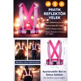 lawrenceshop pembe Reflektörlü Fosforlu Güvenlik Yeleği Motorcu Bisikletçi Koşu Trafik Gece Görünürlük Yeleği