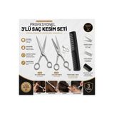 lawrenceshop Profesyonel 3'lü Kuaför Saç Kesim Seti 16 cm Ice Makas Saç Kesim Makası + 17 cm Efile Ara Makası + Profesyonel Tarak