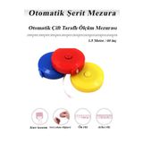 lawrenceshop Renkli Makaralı Otomatik Basmalı Mezura 150 Cm Terzi Metresi 1,5 M