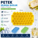 lawrenceshop Servis Pratik Petek Silikon Buzluk 12X19,5 cm 37 Bölmeli Esnek Petek Buz Kalıbı Karışık Renklerde