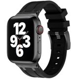 Laxarmer Sağlam Paslanmaz Metal Bağlantı Bandı iWatch Apple Watch Ultra2/Ultra 49mm, Seri 9/8/Se2/7/6/Se/5/4/3/2/1 45mm/44mm/42mm, Yumuşak Sıvı Silikon Correa Para Erkekler İçin Tasarlanmıştır-Siyah