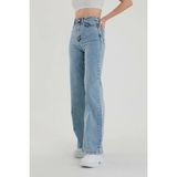 Layal My Beauty Alice Kadın Palazzo Power Likralı Süper Yüksek Bel Salaş Jeans Kot Pantolon - Açık Mavi - 38