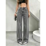 Layal My Beauty Alice Kadın Palazzo Power Likralı Süper Yüksek Bel Salaş Jeans Kot Pantolon Yeni Sezon 3 - 36 - Füme