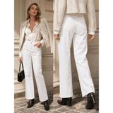 Layal My Beauty Alice Kadın Palazzo Power Likralı Süper Yüksek Bel Salaş Jeans Kot Pantolon Yeni Sezon 3 - 38 - Beyaz
