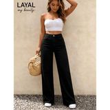 Layal My Beauty Alice Kadın Palazzo Power Likralı Süper Yüksek Bel Salaş Jeans Kot Pantolon Yeni Sezon 3 - 48 - Siyah