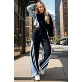 LAYAL MY BEAUTY Jeanline Siyah Mavi Beyaz Çizgili Jeans Pantolon Sweatshirt İkili Alt Üst Takım Yeni Sezon