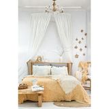 Layan Home %100 Pamuk Müslin Çift Kişilik Yatak Örtüsü – Etnik Desen - Hardal - 240 x 230 cm