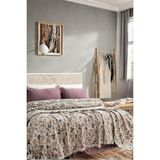 Layan Home 4 Katlı %100 Pamuk Müslin Çift Kişilik Yatak Örtüsü – Leopar Desen - Bej - Kahverengi - 240 x 260 cm