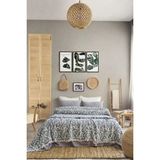 Layan Home 4 Katlı %100 Pamuk Müslin Çift Kişilik Yatak Örtüsü – Leopar Desen - Mavi - 242 x 260 cm