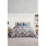 Layan Home 4 Katlı %100 Pamuk Müslin Çift Kişilik Yatak Örtüsü & Pike – Geometrik – Mavi - 240 x 260 cm