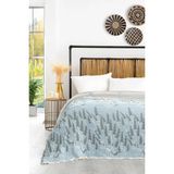 Layan Home 4 Katlı %100 Pamuk Müslin Çift Kişilik Yatak Örtüsü & Pike - Lavanta - Açık Mavi - 240 x 260 cm