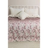 Layan Home 4 Katlı %100 Pamuk Müslin Çift Kişilik Yatak Örtüsü & Pike – Sakura Çiçeği - Pembe - 240 x 260 cm
