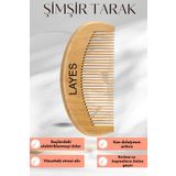Layes Doğal Şimşir Ahşap Tarak Yuvarlak Anti-statik